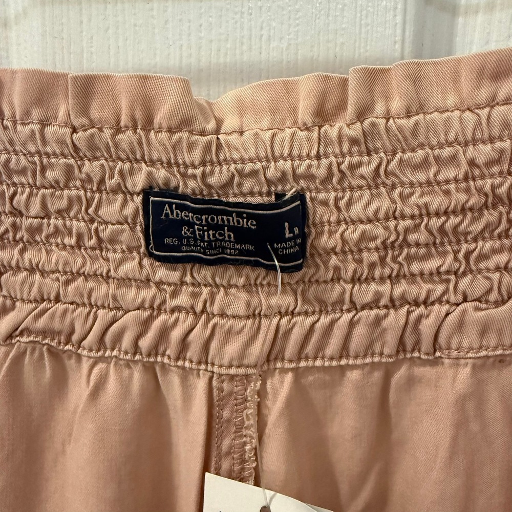 NWT Abercrombie & Fitch A&F Large High Rise Paperbag Belted Pants Mauve Pink - Picture 4 of 16